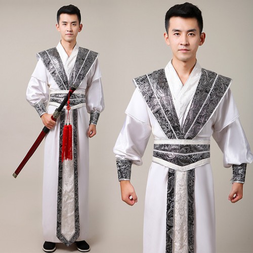 Men's Chinese folk dance costumes hanfu for male competition stage performance swordsman drama photos cosplay robes dresses